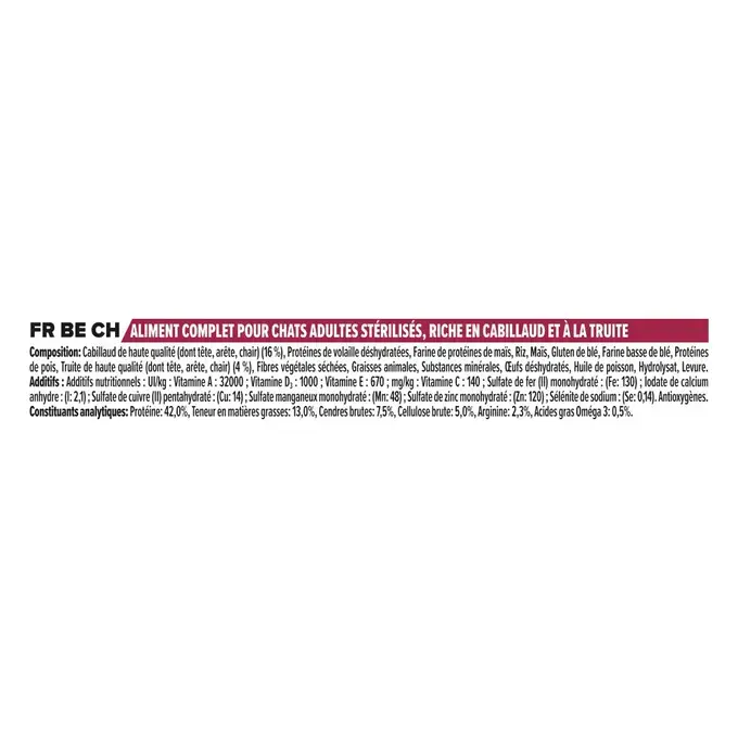 Purina® Pro Plan® Sterilised Adult 1+, Riche en Cabillaud et Truite