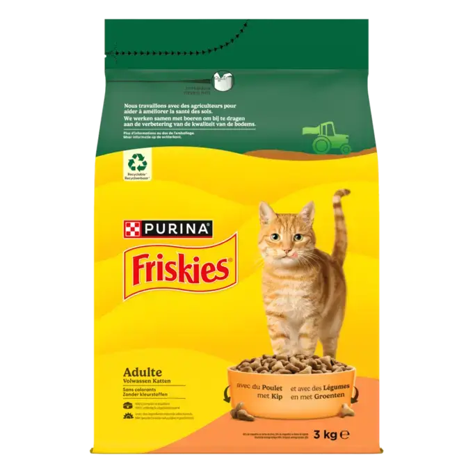 FRISKIES® CHAT ADULTE 3KG - Croquettes avec du Poulet et avec des Légumes