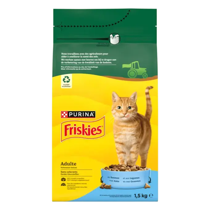 FRISKIES® CHAT ADULTE - Croquettes au Saumon et aux Légumes