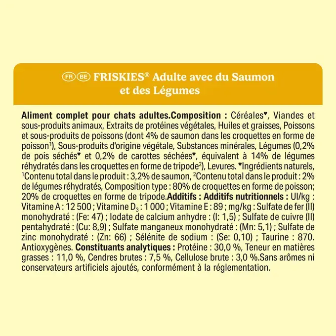 FRISKIES® CHAT ADULTE - Croquettes au Saumon et aux Légumes