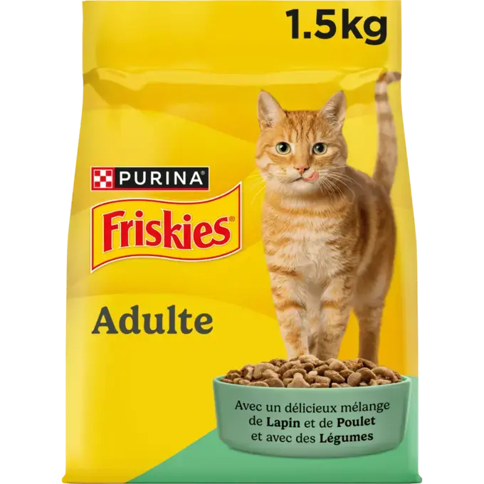 FRISKIES® CHAT ADULTE - Croquettes avec un délicieux mélange de Lapin et de Poulet avec des Légumes