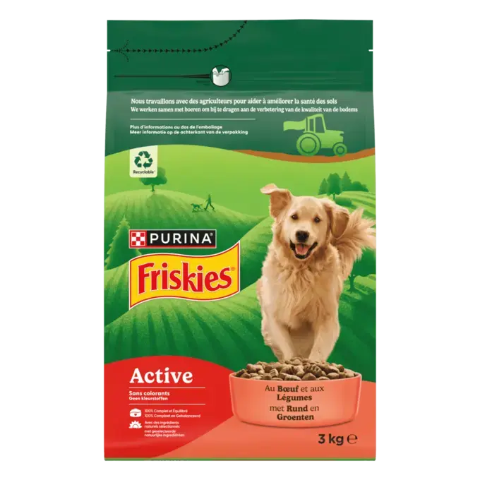 Friskies® Active - Croquettes au bœuf pour chien actif