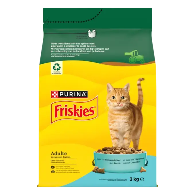 FRISKIES® CHAT ADULTE 3KG – Croquettes avec du Poisson de Mer et des Légumes