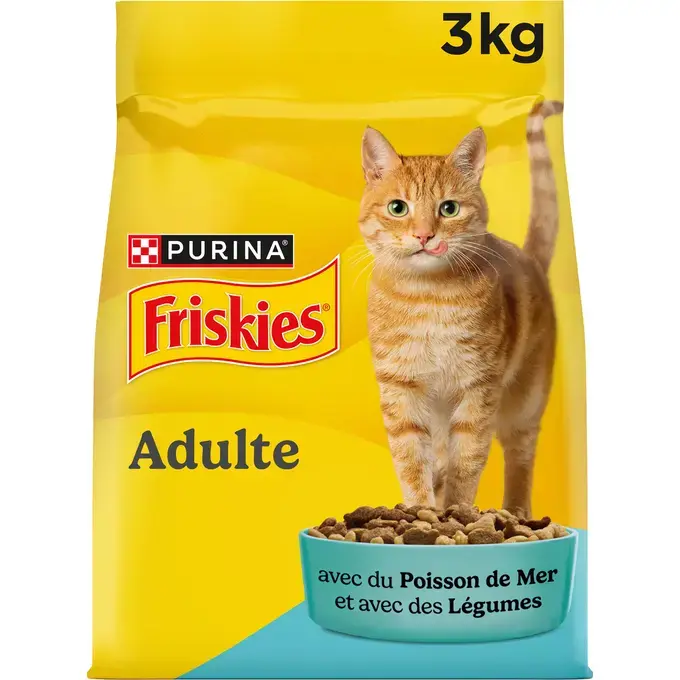 FRISKIES® CHAT ADULTE 3KG – Croquettes avec du Poisson de Mer et des Légumes