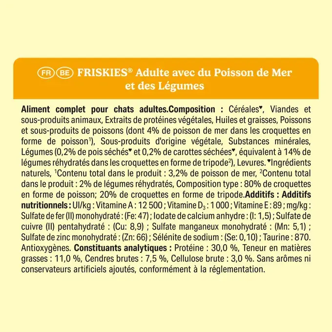 FRISKIES® CHAT ADULTE 3KG – Croquettes avec du Poisson de Mer et des Légumes