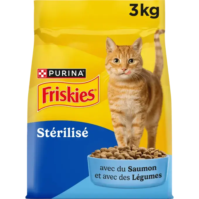 FRISKIES® pour chat Stérilisé 1,5kg - Croquettes avec du Saumon et aux Légumes
