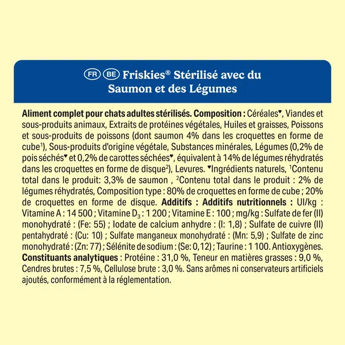 FRISKIES® pour chat Stérilisé 1,5kg - Croquettes avec du Saumon et aux Légumes