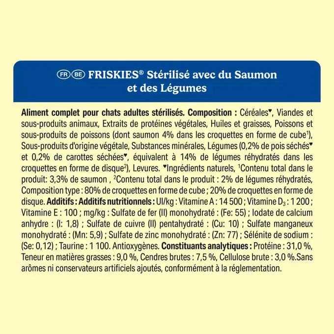 FRISKIES® pour chat Stérilisé 1,5kg - Croquettes avec du Saumon et aux Légumes
