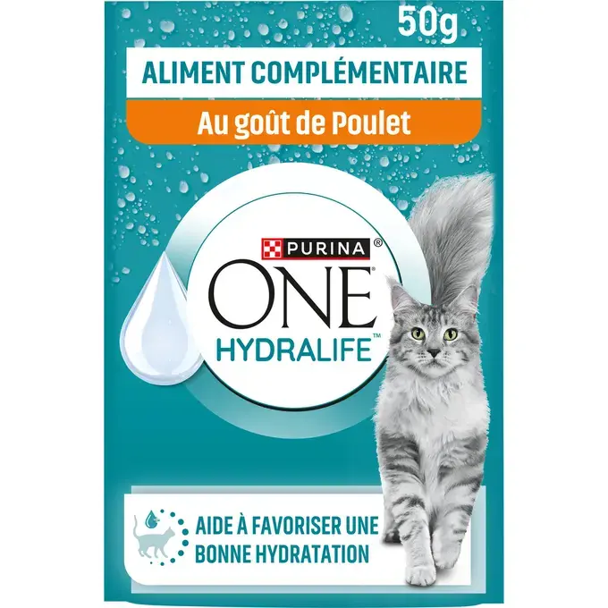 PURINA ONE® HYDRALIFE™  au goût de Poulet - aliment complémentaire pour aider à favoriser l'hydratation de votre chat