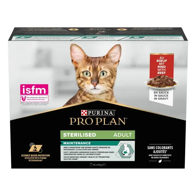 PURINA® PRO PLAN® Adult STERILISED MAINTENANCE au Bœuf en Sauce