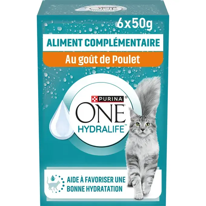 PURINA ONE® HYDRALIFE™  au goût de Poulet - aliment complémentaire pour aider à favoriser l'hydratation de votre chat