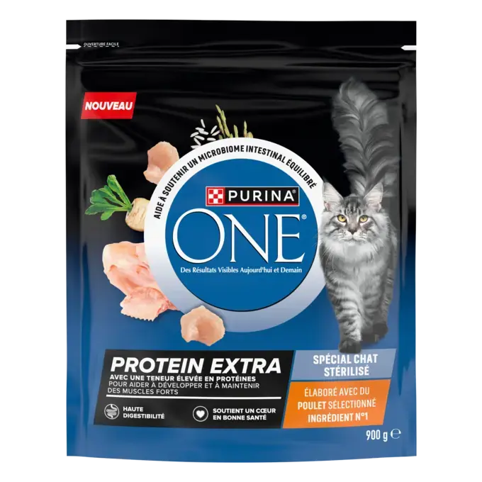 PURINA® ONE® Protein Extra, Élaboré avec du poulet sélectionné - croquettes pour chat