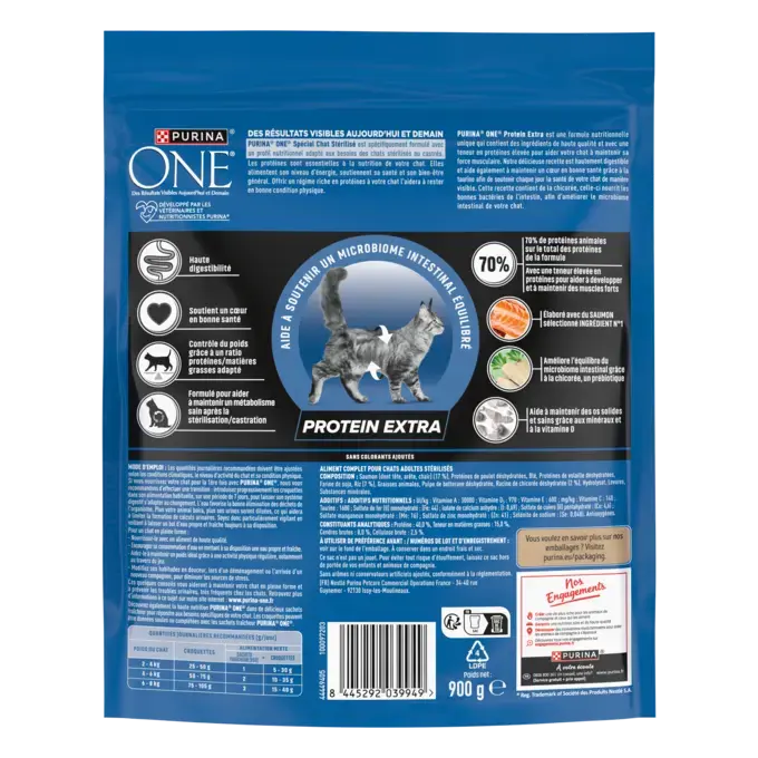 PURINA® ONE® Protein Extra, Élaboré avec du saumon sélectionné - croquettes pour chat