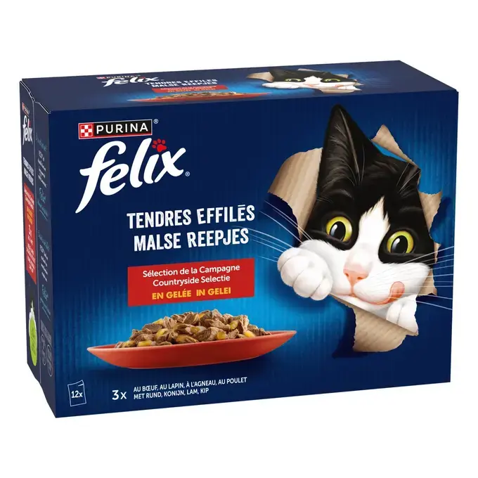 FELIX® - Sachets pour chat Tendres Effilés en Gelée - Sélection Campagne