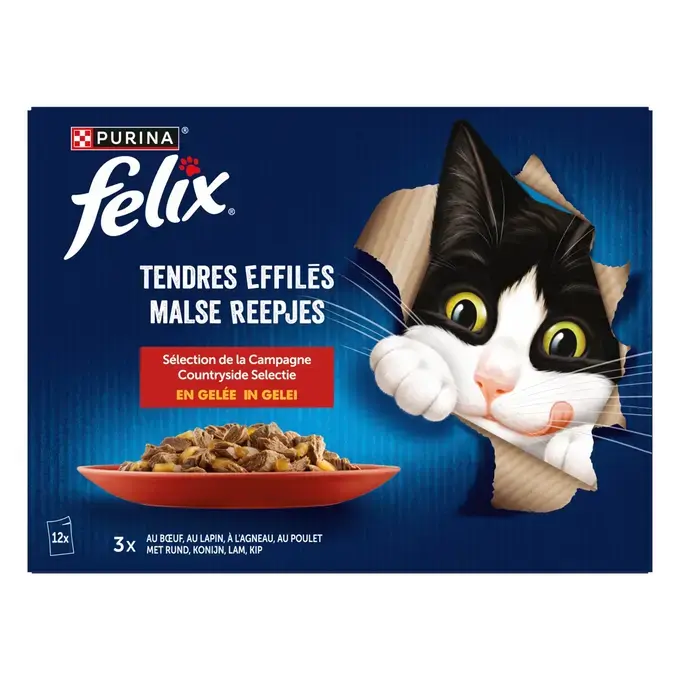 FELIX® - Sachets pour chat Tendres Effilés en Gelée - Sélection Campagne