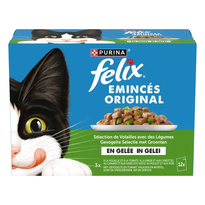 FELIX® - Sachets d'Émincés en Gelée pour Chat - Sélection de Volailles avec des Légumes