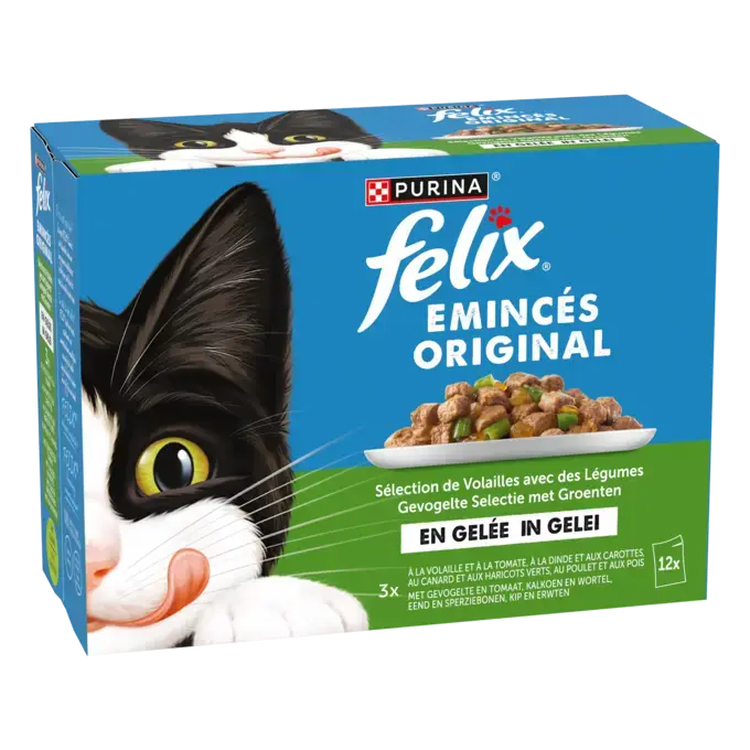 FELIX® - Sachets d'Émincés en Gelée pour Chat - Sélection de Volailles avec des Légumes