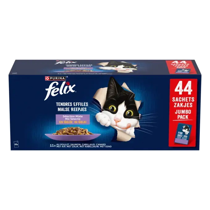 FELIX® - Sachets pour chat - Tendres Effilés en Gelée - Sélection Mixte