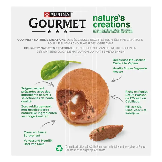 GOURMET™ NATURE'S CREATIONS Mousselines Cœur en Sauce - Boîtes pour chat 