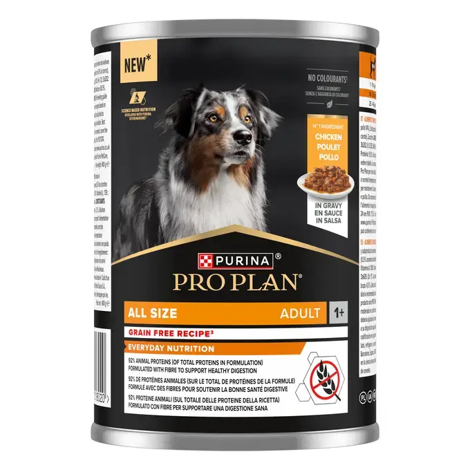 PURINA® PRO PLAN® All size Adulte Recette Sans Céréales riche en Poulet en Sauce