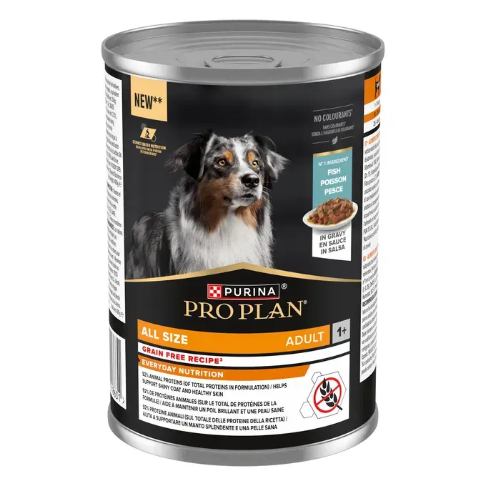 PURINA® PRO PLAN® All size Adulte Recette Sans Céréales riche en Poisson en Sauce
