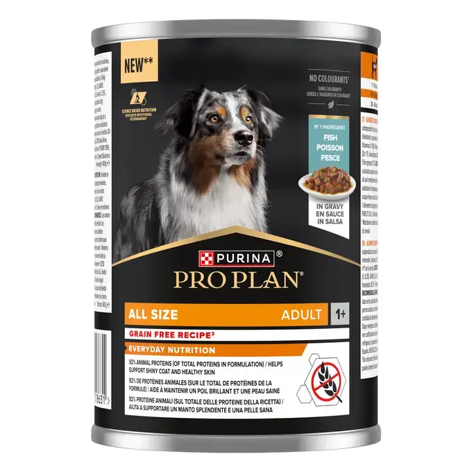 PURINA® PRO PLAN® All size Adulte Recette Sans Céréales riche en Poisson en Sauce