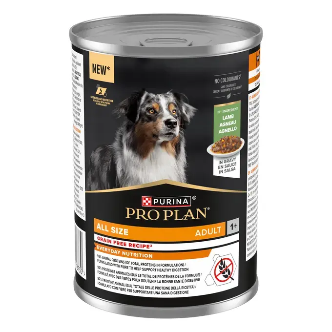 PURINA® PRO PLAN® All size Adulte Recette Sans Céréales riche en Agneau en Sauce