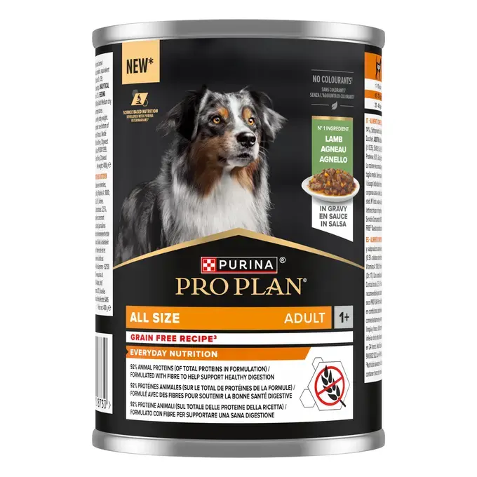 PURINA® PRO PLAN® All size Adulte Recette Sans Céréales riche en Agneau en Sauce