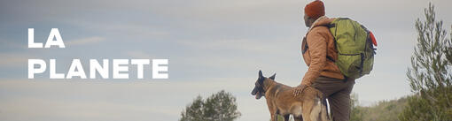 homme en randonnée avec son chien
