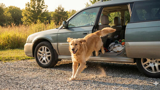 Chien descend voiture